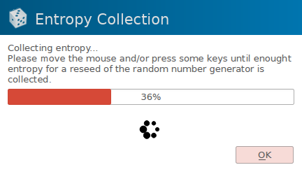 KeePassX prompt for generating an entropy pool for generating a random password