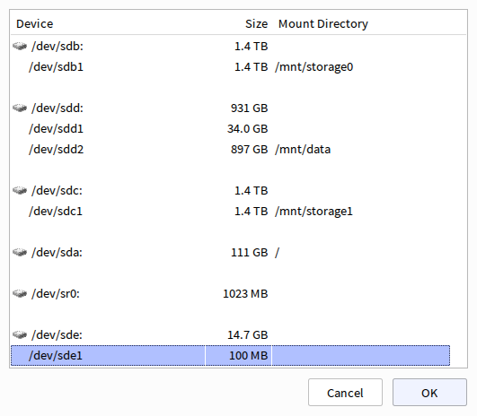 TrueCrypt device selection screen for creating an encrypted partition or drive